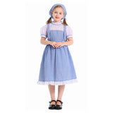 Déguisement Fille Servante Robe Bleue Pastorale Pèlerine pour Halloween Carnaval