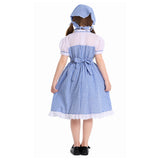 Déguisement Fille Servante Robe Bleue Pastorale Pèlerine pour Halloween Carnaval
