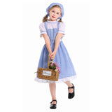Déguisement Fille Servante Robe Bleue Pastorale Pèlerine pour Halloween Carnaval