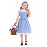 Déguisement Fille Servante Robe Bleue Pastorale Pèlerine pour Halloween Carnaval