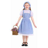 Déguisement Fille Servante Robe Bleue Pastorale Pèlerine pour Halloween Carnaval
