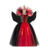 Déguisement Fille Sorcière Robe Longue Costume Rouge d'Halloween