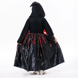 Déguisement Fille Sorcière Robe Noire Squelette Imprimé Costume d'Halloween