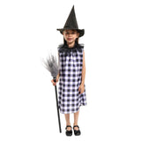 Déguisement Fille Sorcière Robe+Accessoire Balai Costume d'Halloween