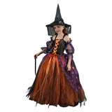 Déguisement Fille Sorcière TuTu Robe Orange Cosutme d'Halloween