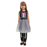 Déguisement Fille Squelette Robe Grise Costume d'Halloween