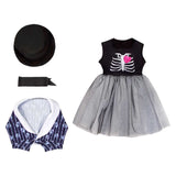 Déguisement Fille Squelette Robe Grise Costume d'Halloween