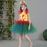 Déguisement Fille TuTu Robe en Maille de Coq Animal Costume