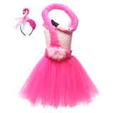 Déguisement Fille TuTu Robe en Maille Flamant Rose Costume