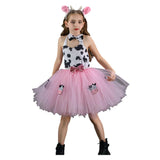 Déguisement Fille Vache Tutu Robe Rose Costume d'Halloween