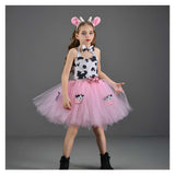 Déguisement Fille Vache Tutu Robe Rose Costume d'Halloween