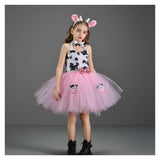 Déguisement Fille Vache Tutu Robe Rose Costume d'Halloween