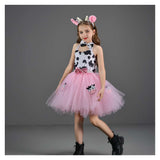 Déguisement Fille Vache Tutu Robe Rose Costume d'Halloween