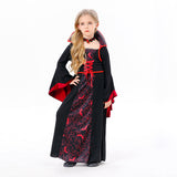 Déguisement Fille Vampire Sorcière Horreur Robe Noire Costume d'Halloween