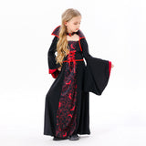 Déguisement Fille Vampire Sorcière Horreur Robe Noire Costume d'Halloween