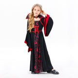 Déguisement Fille Vampire Sorcière Horreur Robe Noire Costume d'Halloween