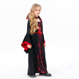 Déguisement Fille Vampire Sorcière Horreur Robe Noire Costume d'Halloween