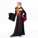 Déguisement Fille Vampire Sorcière Horreur Robe Noire Costume d'Halloween