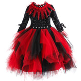 Déguisement Fille Vampire Sorcière Robe Noire-rouge Costume d'Halloween