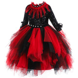 Déguisement Fille Vampire Sorcière Robe Noire-rouge Costume d'Halloween