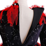 Déguisement Fille Vampire Sorcière Robe Noire-rouge Costume d'Halloween