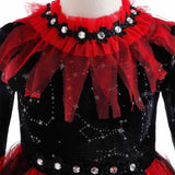 Déguisement Fille Vampire Sorcière Robe Noire-rouge Costume d'Halloween