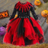 Déguisement Fille Vampire Sorcière Robe Noire-rouge Costume d'Halloween