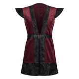 Déguisement Gilet Long à Volants Bordeaux de Style Britannique Rétro Médiéval Européen Homme