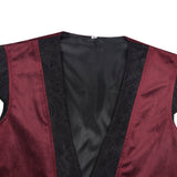 Déguisement Gilet Long à Volants Bordeaux de Style Britannique Rétro Médiéval Européen Homme