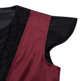 Déguisement Gilet Long à Volants Bordeaux de Style Britannique Rétro Médiéval Européen Homme