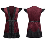 Déguisement Gilet Long à Volants Bordeaux de Style Britannique Rétro Médiéval Européen Homme