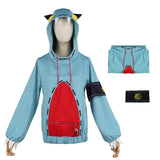 Déguisement Gita Gachiakuta Anime Sweat-Shirt à Capuche Bleu et Rouge Femme