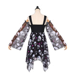 Déguisement Robe Bustier Imprimé Crâne et Cœur Gothique Noir Femme