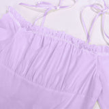 Déguisement Robe Corset à Epaules Dénudées Style Bohème Violette Femme