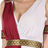 Déguisement Robe de Déesse Grecque Blanche et Rouge Femme
