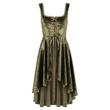 Déguisement Robe Gilet en Velours Médiévale Renaissance Verte Femme pour Halloween
