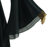 Déguisement Robe Longue à Capuche de Sorcière Rétro Médiévale Noire Femme