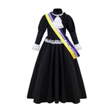 Déguisement Robe Longue Noire Médiévale de Style Victorien Rétro Enfant