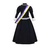 Déguisement Robe Longue Noire Médiévale de Style Victorien Rétro Enfant