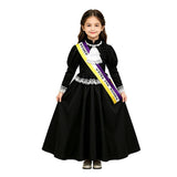 Déguisement Robe Longue Noire Médiévale de Style Victorien Rétro Enfant