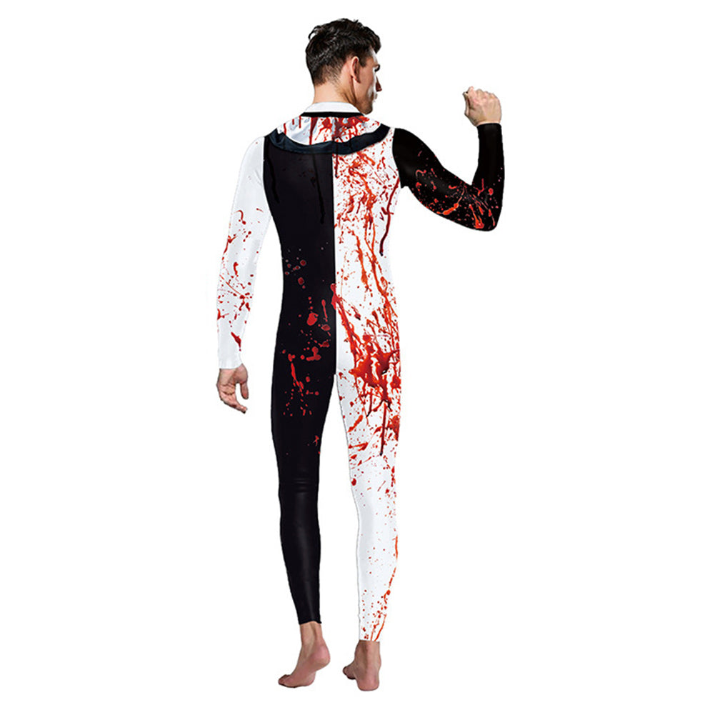 Robe Halloween Femme Tachée De Sang - Costume Cocktail Effrayant Avec Imprimé Citrouille Et Chauve-souris - 7