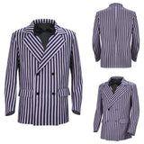 Déguisement Veste de Costume à Rayures Noires et Grises Homme