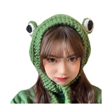 Accessoire Adulte Grenouille Chapeau Vert Tricoté pour Halloween Carnaval