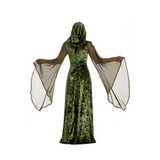 Déguisement Robe Longue à Capuche Vintage Vert pour Halloween Carnaval