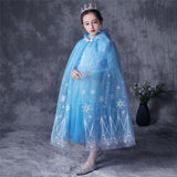 Déguisement Robe de Princesse à Flocon de Neige Bleu Costume d'Halloween pour Fille