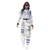 Déguisement Femme Astronaute Combinaison Costume Bleu/Jaune pour Halloween Carnaval