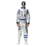 Déguisement Homme Astronaute Combinaison Costume Bleu/Jaune pour Halloween Carnaval