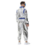 Déguisement Homme Astronaute Combinaison Costume Bleu/Jaune pour Halloween Carnaval