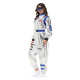 Déguisement Femme Astronaute Combinaison Costume Bleu/Jaune pour Halloween Carnaval