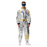 Déguisement Homme Astronaute Combinaison Costume Bleu/Jaune pour Halloween Carnaval